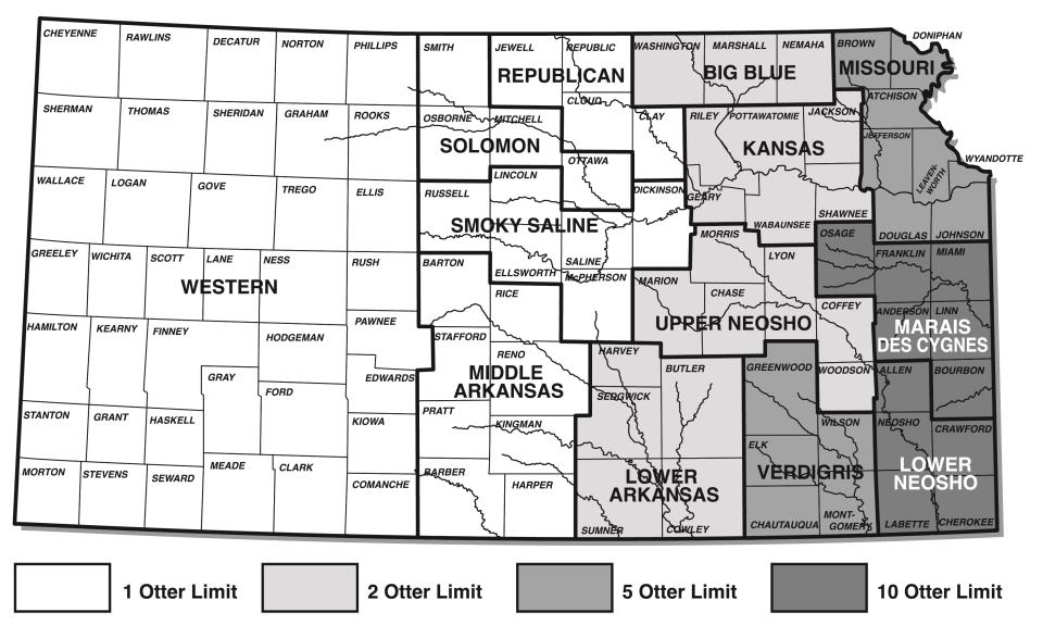 Otter Bag Limits and Management Units map