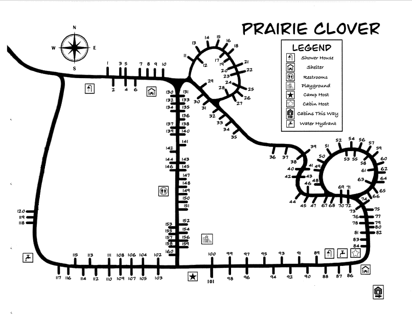 Prairie Clover Campground map